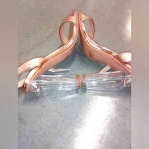 Forever Clear Heeled Rose Gold Strappy Sandals/Shoes/Heels Size 7